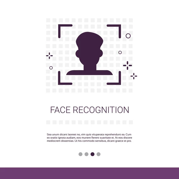 Bannière Web de concept d'identification biométrique de système de reconnaissance faciale avec l'espace de copie — Image vectorielle