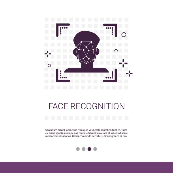 Bannière Web de concept d'identification biométrique de reconnaissance de système de balayage de visage avec l'espace de copie — Image vectorielle