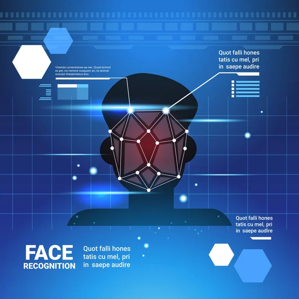 Sistema de identificación facial Scannig Man Access Control Modern Technology Concepto de reconocimiento biométrico — Archivo Imágenes Vectoriales