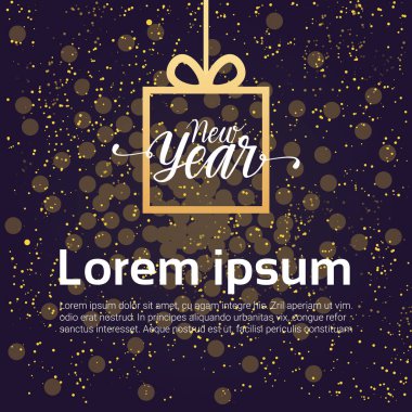 Yeni yıl arka plan dekorasyon tasarım hediye kutusu parlak gece gökyüzü üzerinde