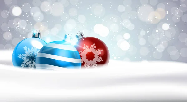 Boże Narodzenie tło z kulkami bąbelek w śnieg świecidełka nowy rok ozdoba Banner — Wektor stockowy