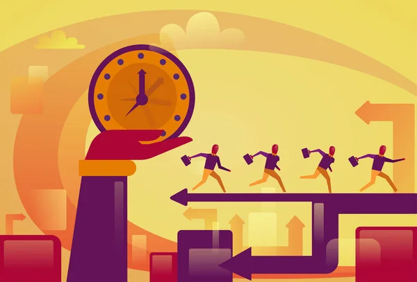 มือถือนาฬิกาใหญ่ Over Running Bsuiness People deadline Concept — ภาพเวกเตอร์สต็อก