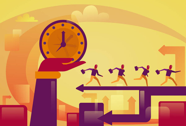 Ручной дозор за запуском Bsuiness People Deadline Concept
