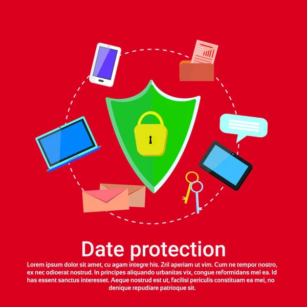 Data Protection tjänster Online-säkerhet Web Mall Banner med kopia utrymme — Stock vektor