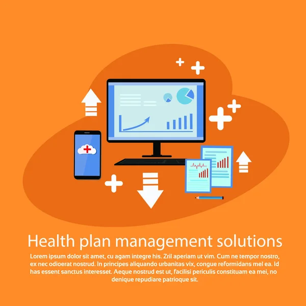 Health Plan Management Solutions Web Template Banner With Copy Space — Stock Vector