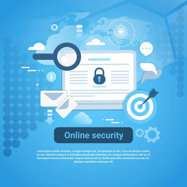 Banner de Web de modelo de segurança online com espaço de cópia — Vetor de Stock