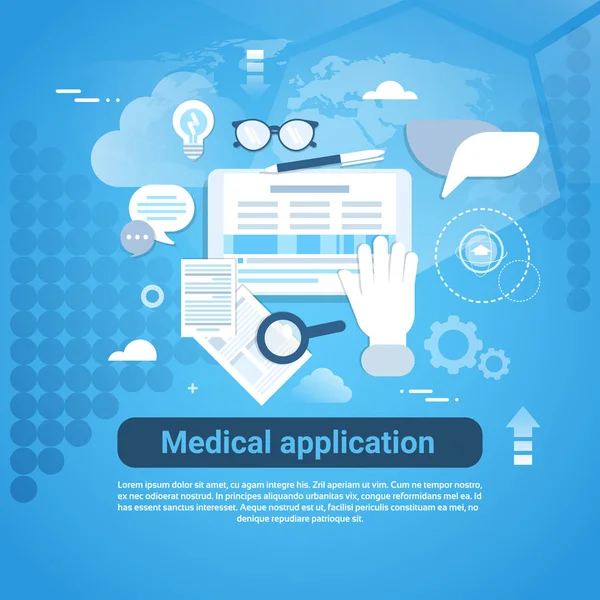 Medical Application Template Web Banner With Copy Space — Stock Vector