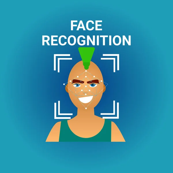 Reconhecimento facial da varredura da biometria da tecnologia moderna masculina da identificação do ícone —  Vetores de Stock