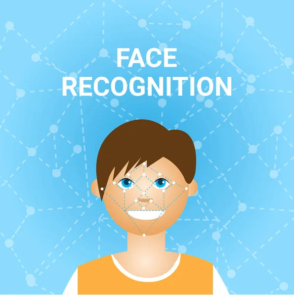 Riconoscimento facciale Scansione biometrica dell'icona utente maschile — Vettoriale Stock