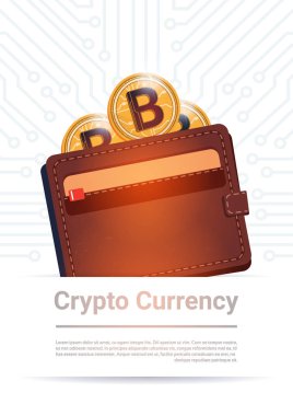 Altın Bitcoin dijital Döviz Alım Modern Web para metin için yer ile beyaz arka plan ile cüzdan