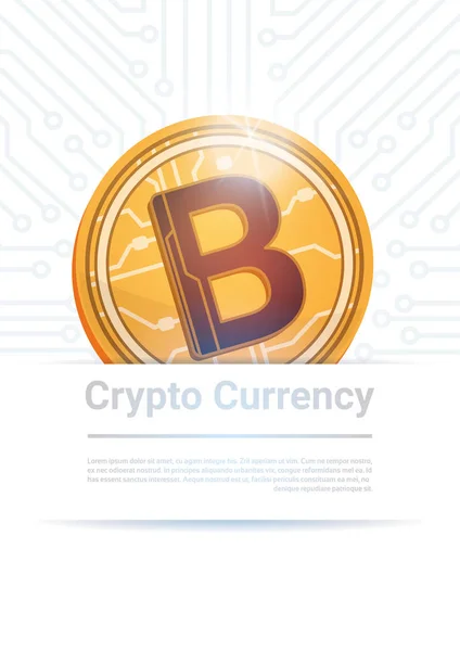 Arany Bitcoin digitális valuta Modern Web pénz felső fehér háttér, hely a szöveg — Stock Vector