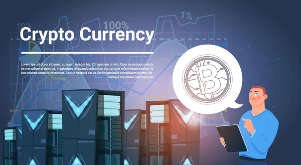 Çiftlik dijital Kripto para Modern Web para kavramı Mining veri merkezi Bitcoin adam
