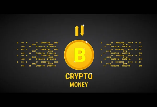 Crypto monnaie bannière or Bitcoin numérique Web Money Concept — Image vectorielle