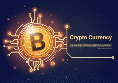 Kripto Döviz Alım Bitcoin afiş metin dijital Web para kavramı için yer ile