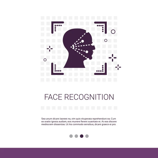 Bannière Web de concept d'identification biométrique de système de reconnaissance d'application de balayage de visage avec l'espace de copie — Image vectorielle