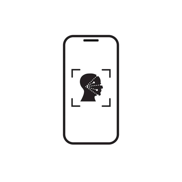 Icono Smart Phone Scan Face Recognition System Concepto de identificación biométrica — Vector de stock