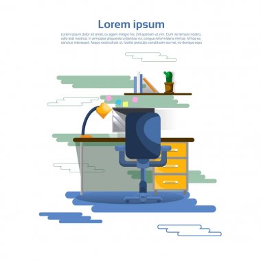 Dizüstü bilgisayar iş işçi çalışma alanı Office ile boş çalışma alanı şablonu afiş koltuk