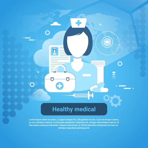 Bandeira médica saudável da Web do conceito da aplicação dos cuidados médicos com espaço de cópia — Vetor de Stock