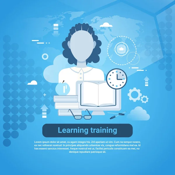 Formación de aprendizaje Educación Concepto en línea Banner web con espacio de copia — Vector de stock