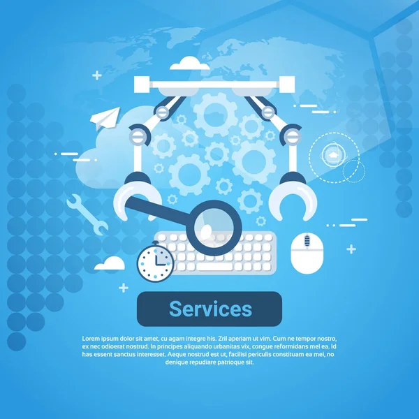 Services Aide technique Concept Bannière Web avec espace de copie — Image vectorielle