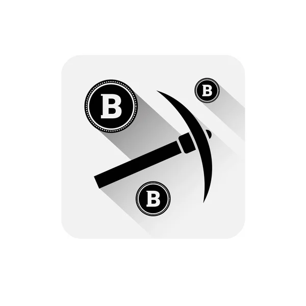 Houweel met Bitcoin teken pictogram moderne Web geld digitale valuta Logo Concept — Stockvector