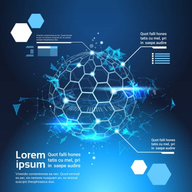 Infographic öğeleri dünya harita dünya teknik arka plan şablonu ile Banner kopya alanı kümesi