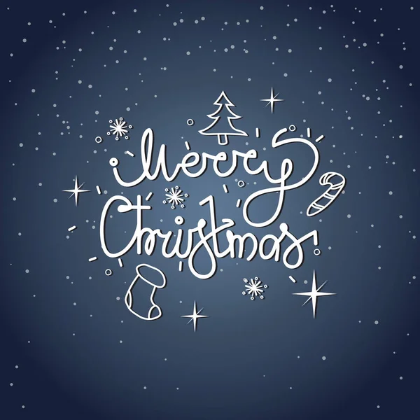 Holiday vykort med kalligrafiska god jul bokstäver vintern hälsningen kortdesign — Stock vektor