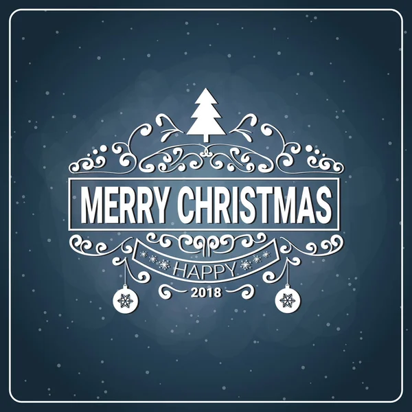 Holiday Logo Design Vintage Merry Christmas Icon On Chalk Board Background — Stock Vector