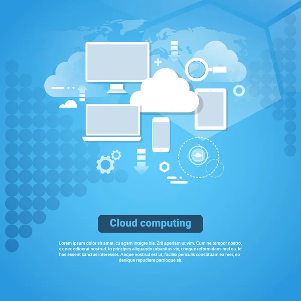 Modelo de tecnologia de computação em nuvem Banner da Web com espaço de cópia — Vetor de Stock