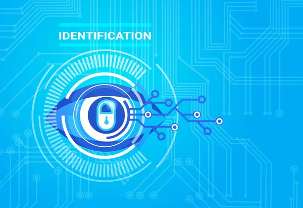 Identifikationssystem Retina Scanning Zugangstechnologie Schutz und Sicherheitskonzept — Stockvektor