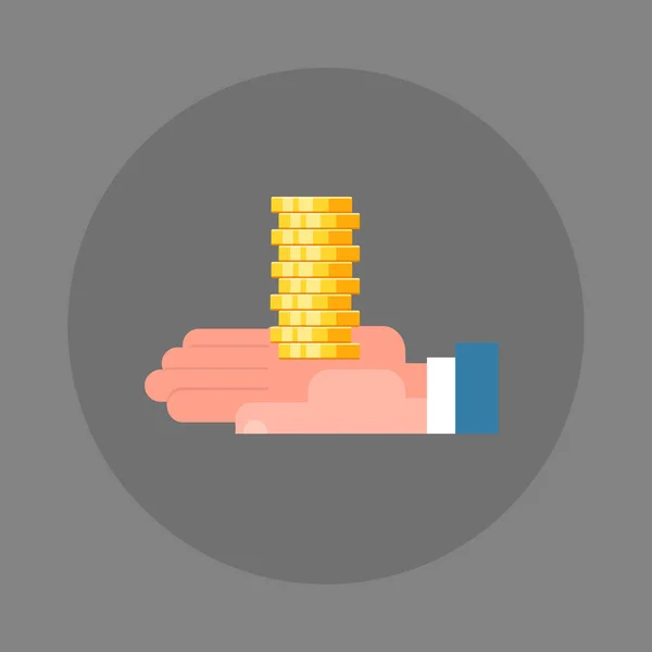 Biznes człowiek ręki trzymającej stos monet ikona oszczędności i bogactwo koncepcja — Wektor stockowy