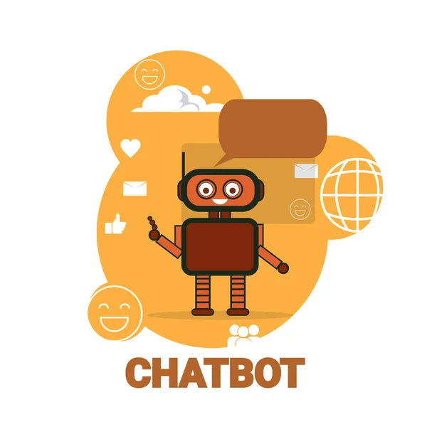 Chat Bot Icona Chatterbot Robot Supporto Artificial Intelligence Concept — Vettoriale Stock