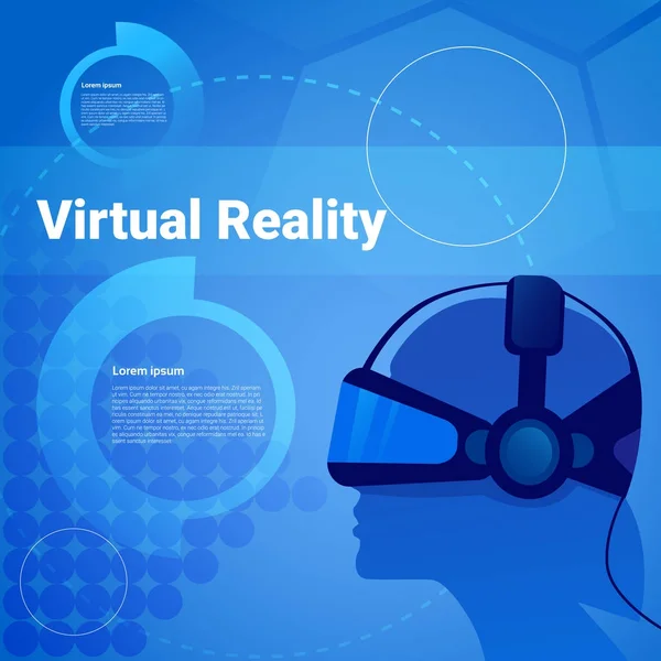 Человеческая голова в очках виртуальной реальности фон с копировальным пространством — стоковый вектор