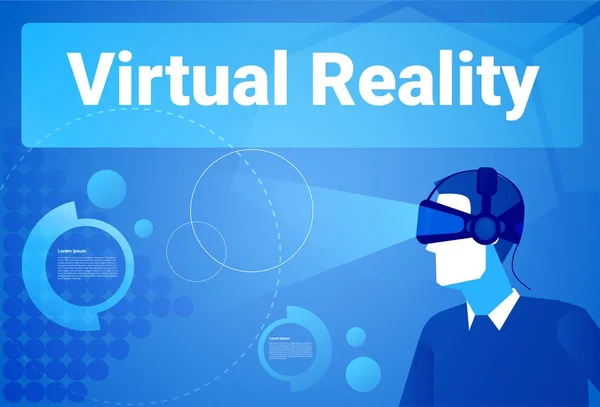 Бизнесмен носит 3D очки виртуальной реальности фон с копирования космического человека в Vr Очки концепции — стоковый вектор