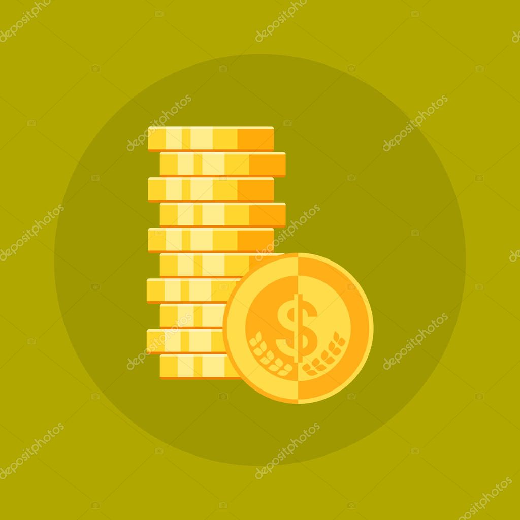 Dollar Coins Stack Icon Money Concept Flat Vector Illustration