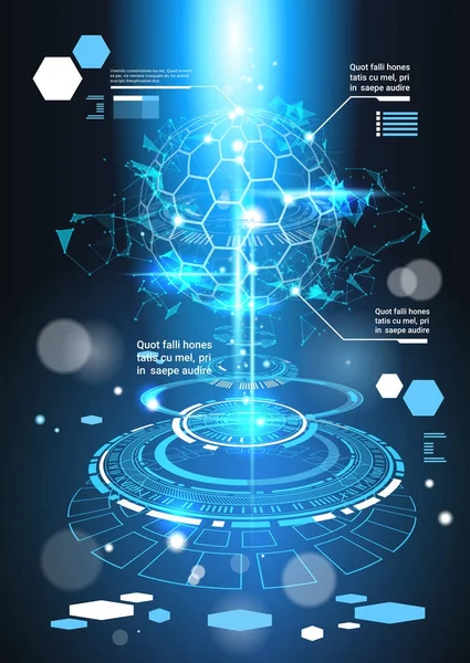 Banner de modelo futurista de elementos infográficos com gráficos de fundo abstrato de tecnologia de espaço de cópia e gráfico —  Vetores de Stock