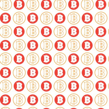 Beyaz arka plan Kripto para birimi incelemesi kavramı basit Seamless Modeli Bitcoins işaretleri
