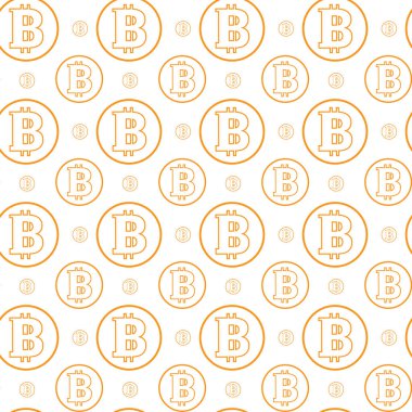 Beyaz arka plan Kripto para birimi incelemesi kavramı basit Seamless Modeli Bitcoins işaretleri
