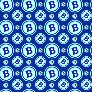 Bitcoins Seamless Modeli Kripto para birimi işaretlerine mavi arka plan