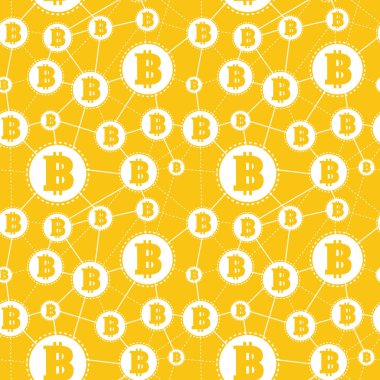 Bitcoins Sarı zemin üzerine sembollerin basit Seamless Modeli