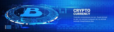 Teknoloji Kripto Döviz Ticaret kavramı yatay Banner ağ Bitcoin grafikler Modern Web para