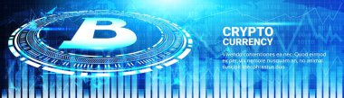 Teknoloji Kripto Döviz Ticaret kavramı yatay Banner ağ Bitcoin grafikler Modern Web para