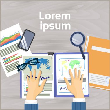 Çalışma alanı'nı en iyi açı görünümü kavramı Office Danışma belge klasörleri afiş kopya alanı ile Finansal Holding adam eller iş raporu