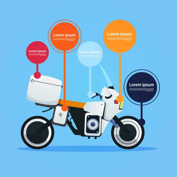Motociclo realistico Off Road Bike ibrido elettrico moto modello elementi infografici su mentre sfondo — Vettoriale Stock