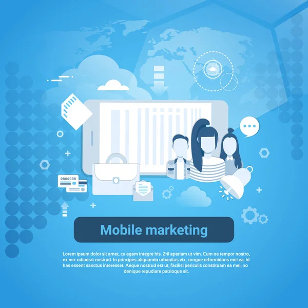 Mobile Marketing Konzept Business Web Banner mit Kopierplatz — Stockvektor