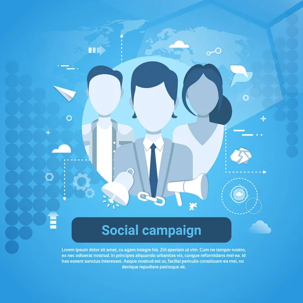 Social Campaign Marketing Business Concept Banner Dengan Salin Luar Angkasa - Stok Vektor