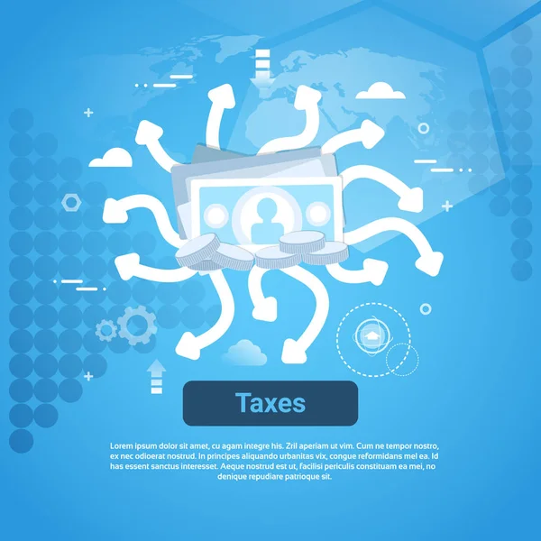 Betaling belastingen webbanner Concept met kopie ruimte — Stockvector