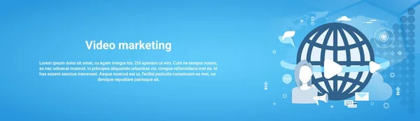 Video Marketing Concepto Horizontal Web Banner Con Espacio De Copia — Archivo Imágenes Vectoriales