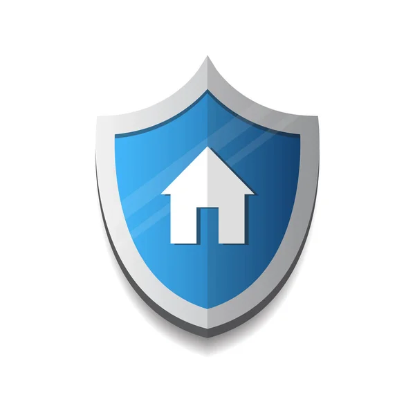 Hem säkerhet och skydd ikon konceptet sköld med hus logotyp — Stock vektor
