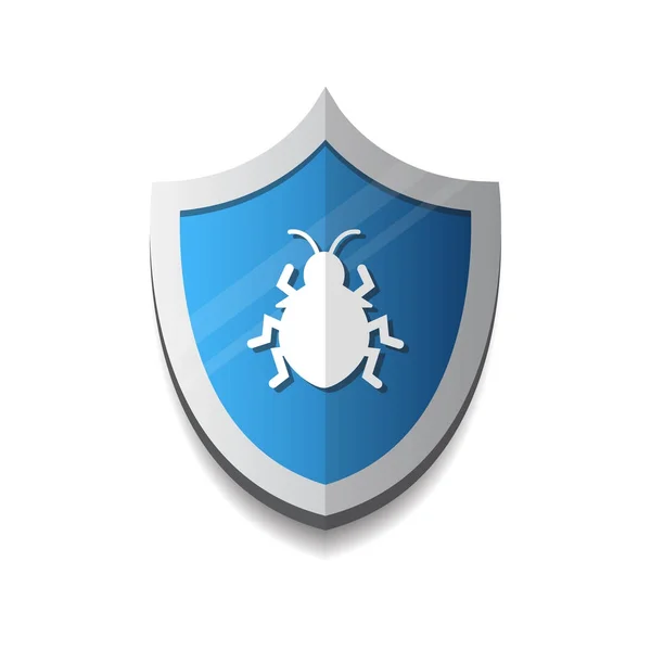 Icône de bouclier avec protection contre le virus du scarabée et concept de sécurité — Image vectorielle